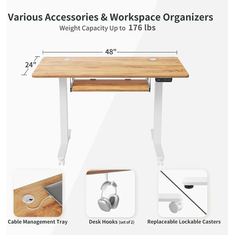 FEZIBO/Meubles de bureau à domicile/Bois/Bureau avec tablette coulissante pour clavier/Bureaux