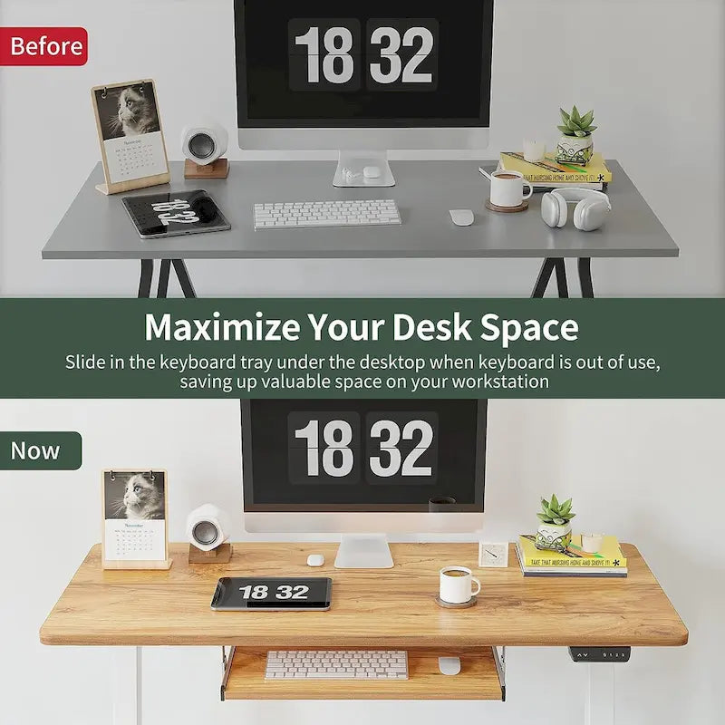 FEZIBO/Meubles de bureau à domicile/Bois/Bureau avec tablette coulissante pour clavier/Bureaux