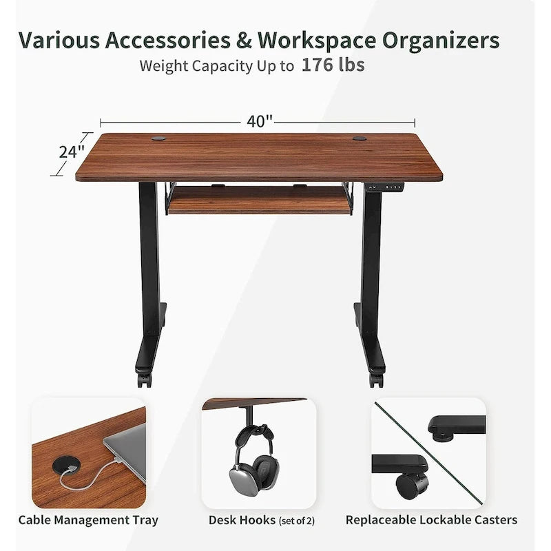 FEZIBO/Meubles de bureau à domicile/Bois/Bureau avec tablette coulissante pour clavier/Bureaux