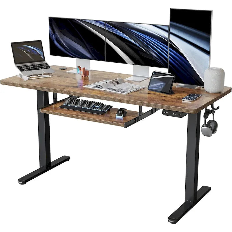 FEZIBO/Meubles de bureau à domicile/Bois/Bureau avec tablette coulissante pour clavier/Bureaux