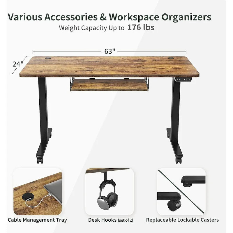 FEZIBO/Meubles de bureau à domicile/Bois/Bureau avec tablette coulissante pour clavier/Bureaux