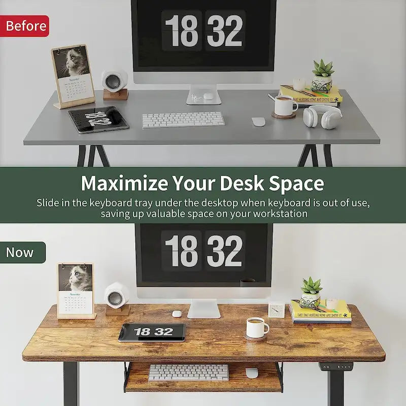 FEZIBO/Meubles de bureau à domicile/Bois/Bureau avec tablette coulissante pour clavier/Bureaux