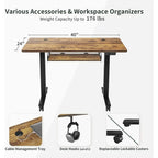 FEZIBO/Meubles de bureau à domicile/Bois/Bureau avec tablette coulissante pour clavier/Bureaux