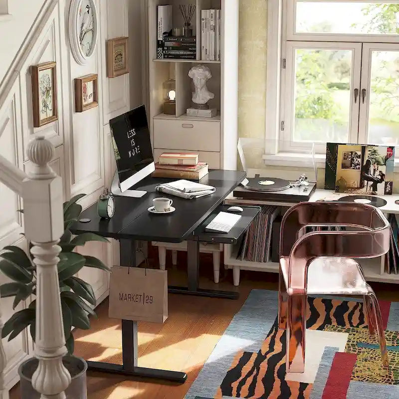 FEZIBO/Meubles de bureau à domicile/Bois/Bureau avec tablette coulissante pour clavier/Bureaux