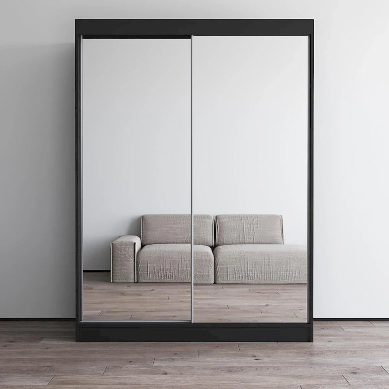Armoire penderie 2 portes Parasol, miroir, moderne et brillante