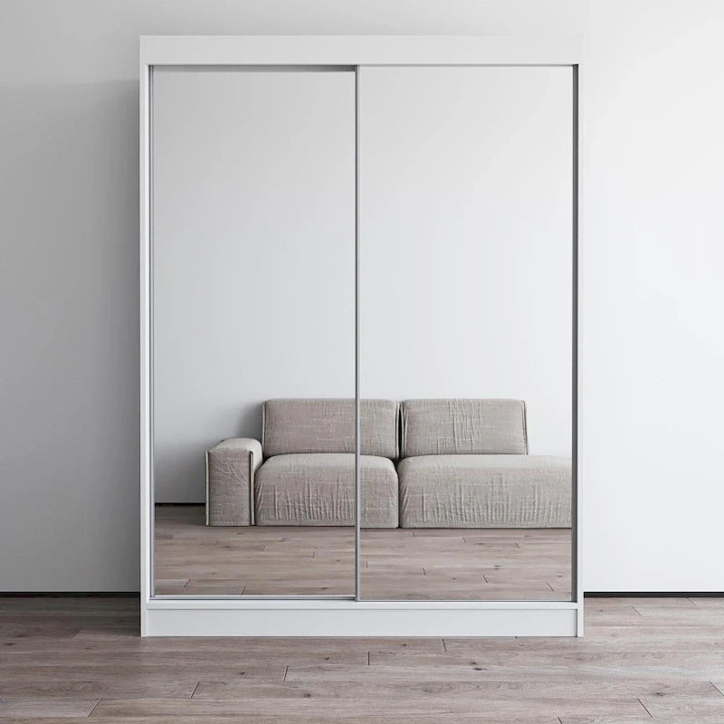 Armoire penderie 2 portes Parasol, miroir, moderne et brillante