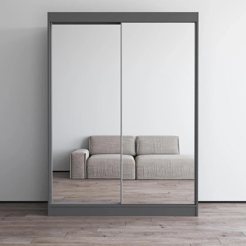 Armoire penderie 2 portes Parasol, miroir, moderne et brillante