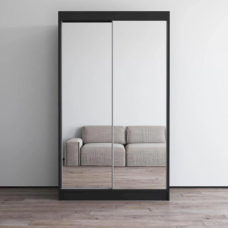 Armoire penderie 2 portes Parasol, miroir, moderne et brillante