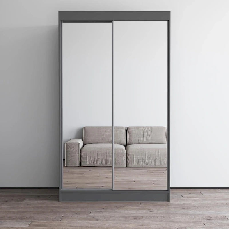 Armoire penderie 2 portes Parasol, miroir, moderne et brillante