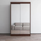 Armoire penderie 2 portes Parasol, miroir, moderne et brillante