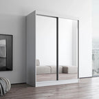 Armoire penderie 2 portes Parasol, miroir, moderne et brillante