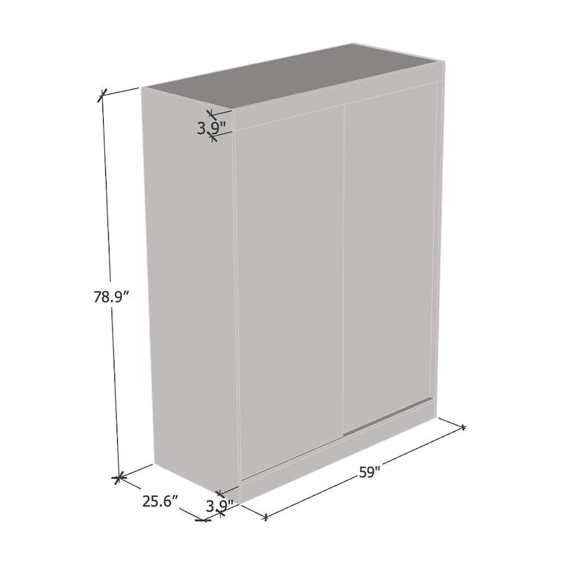 Armoire penderie 2 portes Parasol, miroir, moderne et brillante