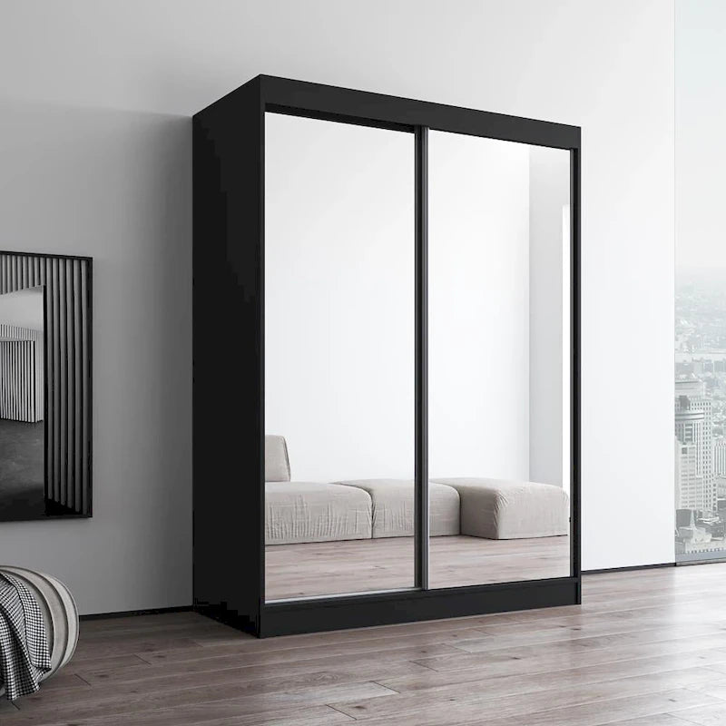 Armoire penderie 2 portes Parasol, miroir, moderne et brillante