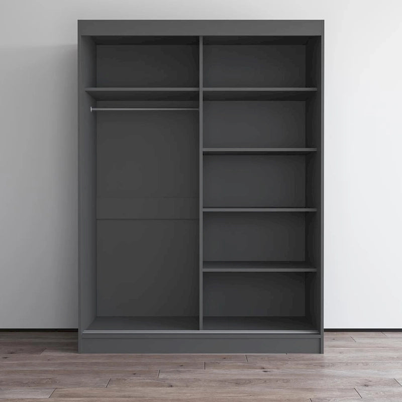 Armoire penderie 2 portes Parasol, miroir, moderne et brillante
