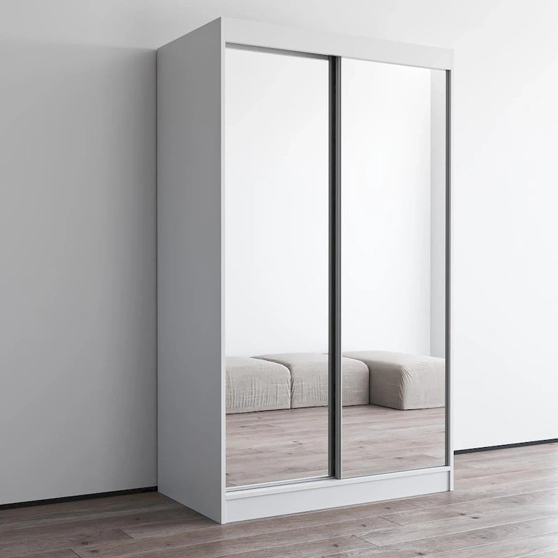 Armoire penderie 2 portes Parasol, miroir, moderne et brillante