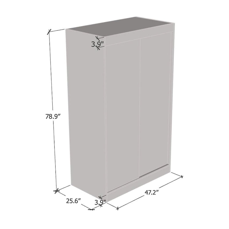 Armoire penderie 2 portes Parasol, miroir, moderne et brillante