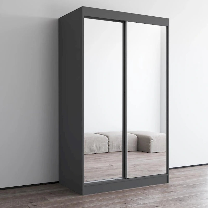 Armoire penderie 2 portes Parasol, miroir, moderne et brillante