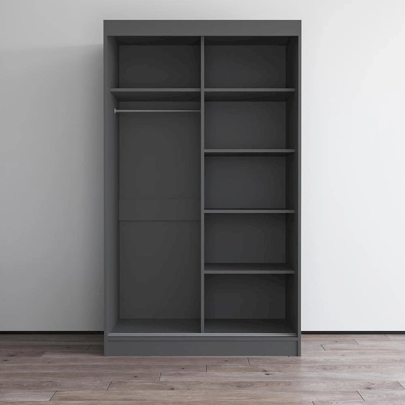 Armoire penderie 2 portes Parasol, miroir, moderne et brillante