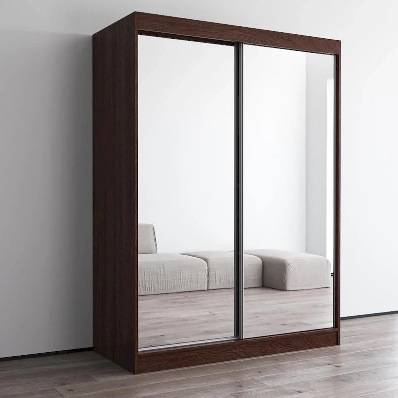 Armoire penderie 2 portes Parasol, miroir, moderne et brillante