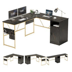 Bureau d'angle en L de 60 pouces avec meuble de rangement pour ordinateur