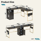Bureau d'angle en L de 60 pouces avec meuble de rangement pour ordinateur