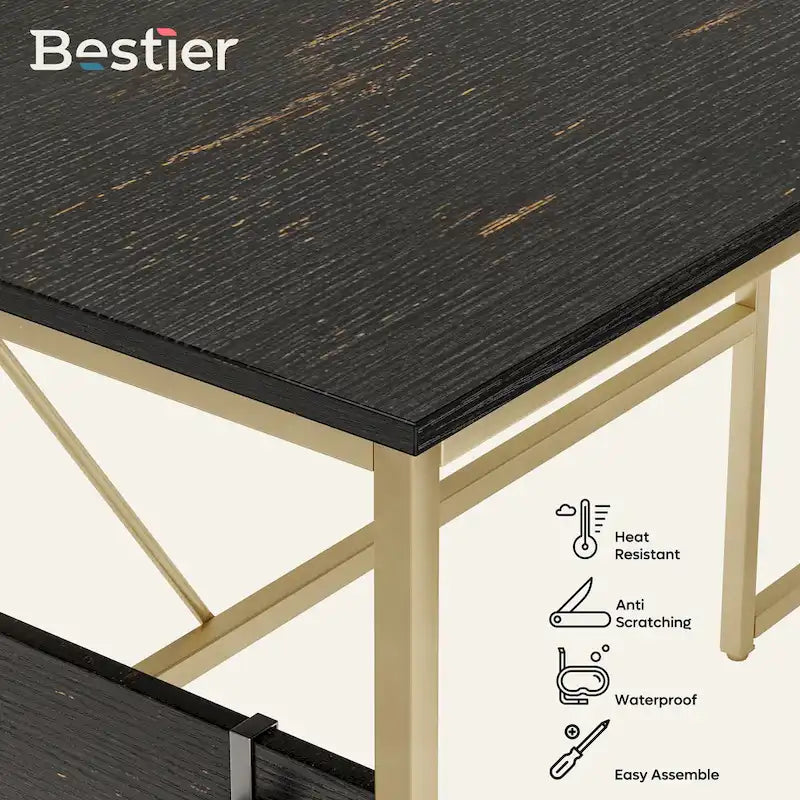 Bureau d'angle en L de 60 pouces avec meuble de rangement pour ordinateur