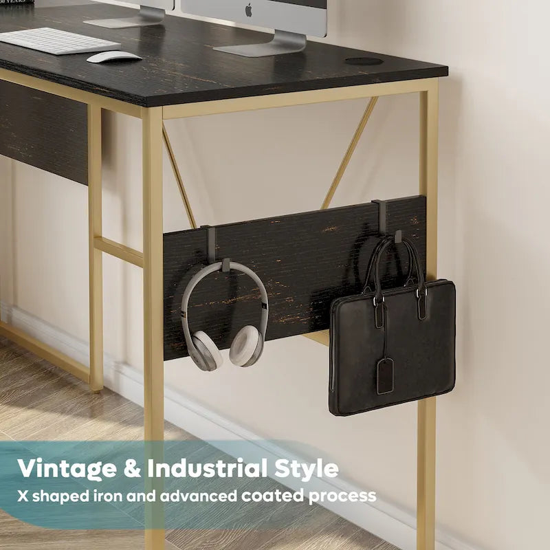 Bureau d'angle en L de 60 pouces avec meuble de rangement pour ordinateur