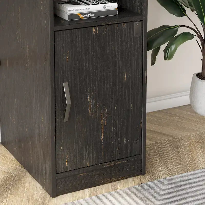 Bureau d'angle en L de 60 pouces avec meuble de rangement pour ordinateur