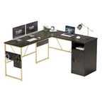 Bureau d'angle en L de 60 pouces avec meuble de rangement pour ordinateur