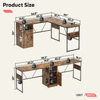 Bureau d'angle en L de 60 pouces avec meuble de rangement pour ordinateur