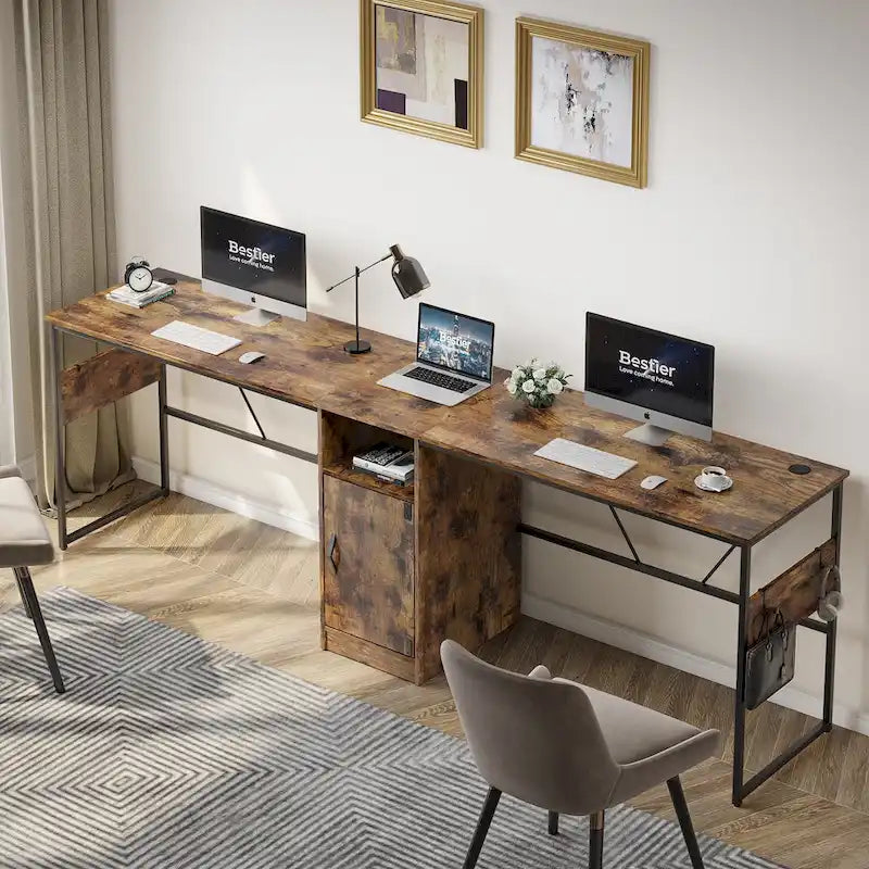 Bureau d'angle en L de 60 pouces avec meuble de rangement pour ordinateur