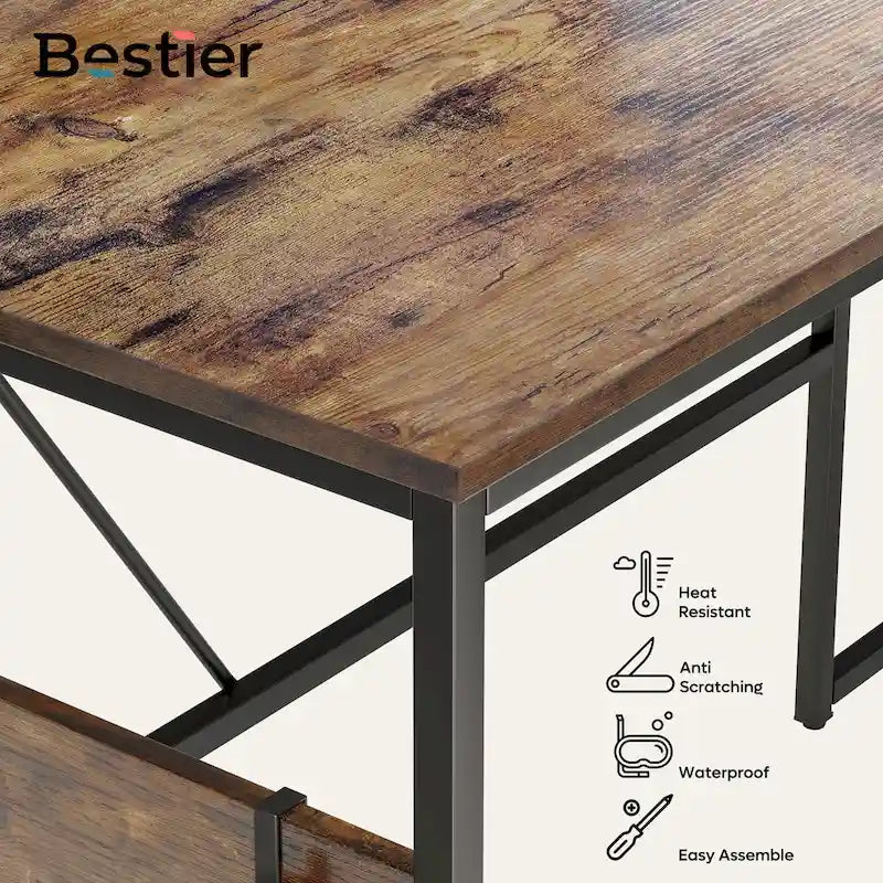 Bureau d'angle en L de 60 pouces avec meuble de rangement pour ordinateur