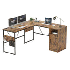 Bureau d'angle en L de 60 pouces avec meuble de rangement pour ordinateur