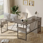 Bureau d'angle en L de 60 pouces avec meuble de rangement pour ordinateur