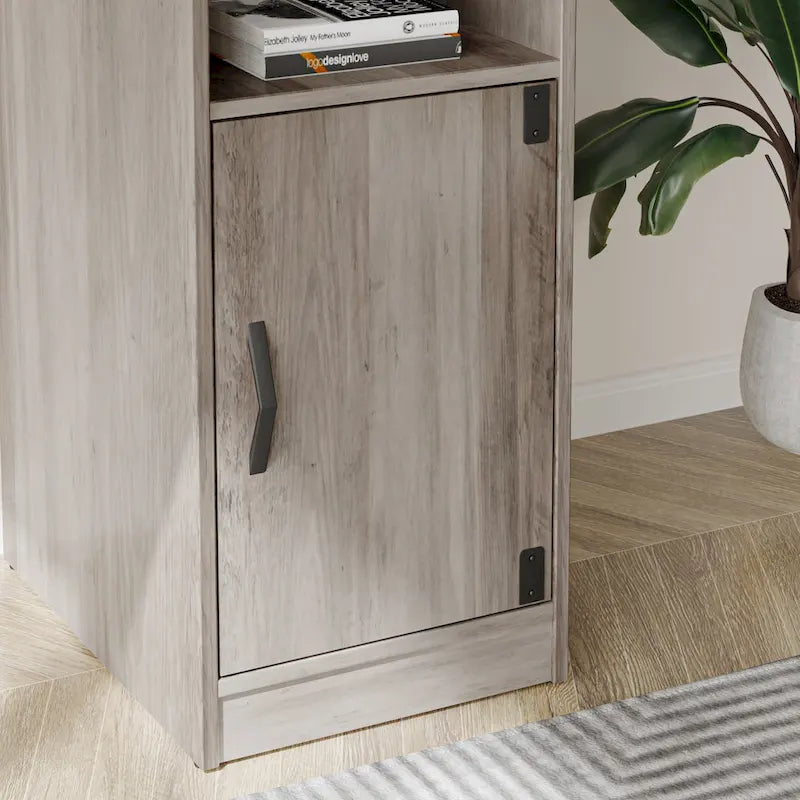 Bureau d'angle en L de 60 pouces avec meuble de rangement pour ordinateur