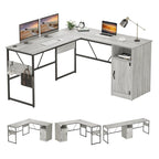 Bureau d'angle en L de 60 pouces avec meuble de rangement pour ordinateur
