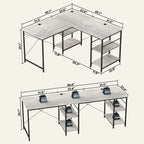 Bureau d'angle en L de 60 pouces avec meuble de rangement pour ordinateur