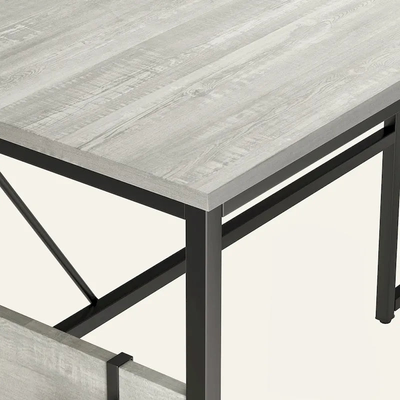 Bureau d'angle en L de 60 pouces avec meuble de rangement pour ordinateur