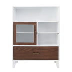 Armoire de rangement Tyler en bois moderne, Noyer et Blanc