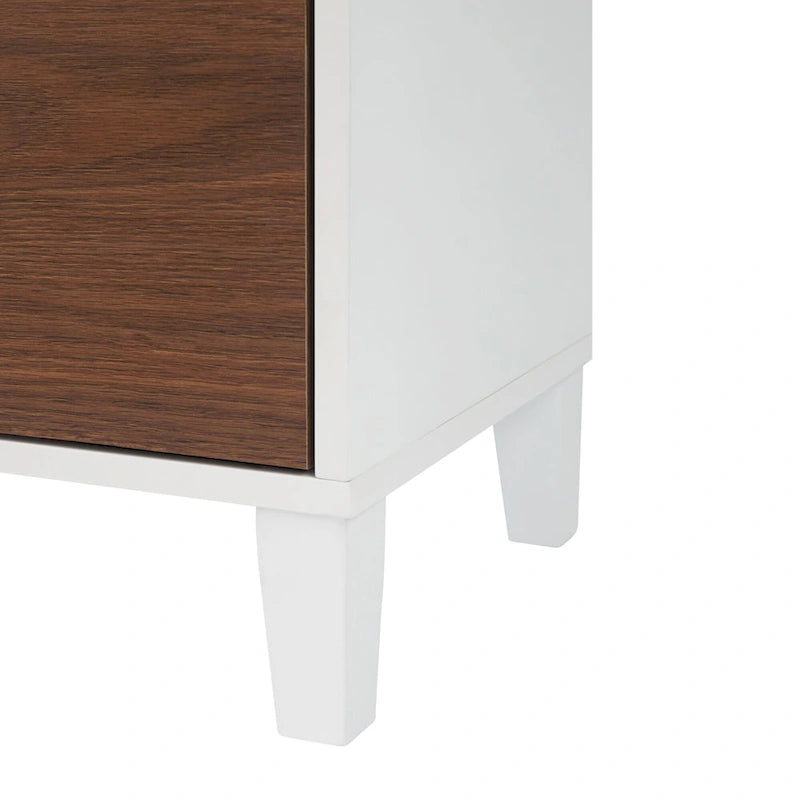 Armoire de rangement Tyler en bois moderne, Noyer et Blanc