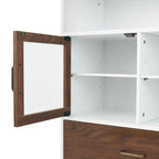 Armoire de rangement Tyler en bois moderne, Noyer et Blanc