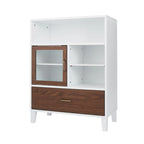 Armoire de rangement Tyler en bois moderne, Noyer et Blanc