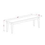 Banc de salle à manger Nicoli avec assise en bois, 54x15x17 pouces