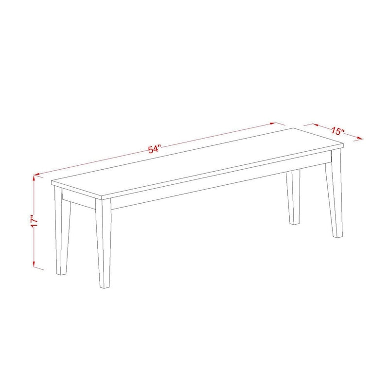 Banc de salle à manger Nicoli avec assise en bois, 54x15x17 pouces