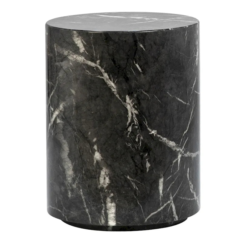 Sully Round Pedestal Side Table, Black and White
