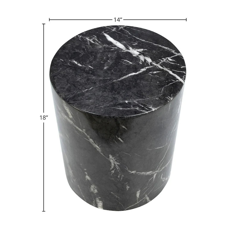 Table d'appoint piédestal ronde Sully, noir et blanc