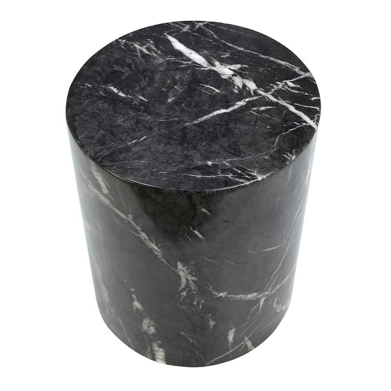 Table d'appoint piédestal ronde Sully, noir et blanc