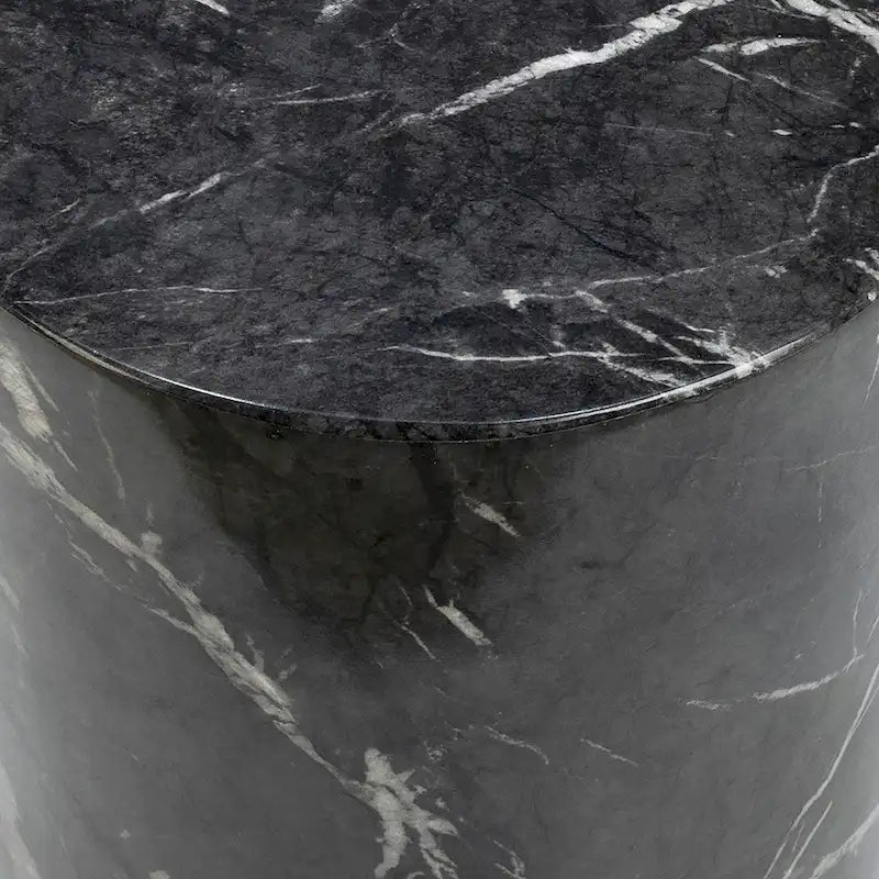 Table d'appoint piédestal ronde Sully, noir et blanc