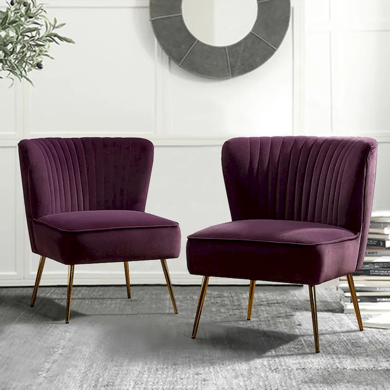 Fauteuil d'appoint Monica sans accoudoirs, confortable, avec dossier capitonné et pieds en métal