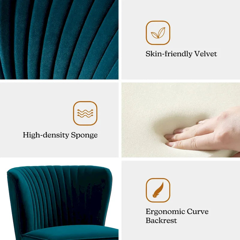 Fauteuil d'appoint Monica sans accoudoirs, confortable, avec dossier capitonné et pieds en métal